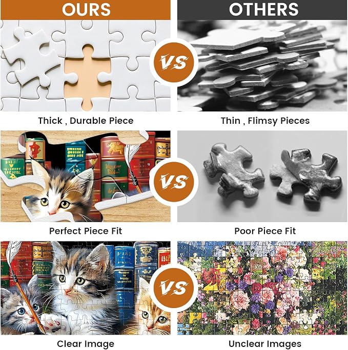 300 Piece Puzzle for Adults, Cats Library Jigsaw Puzzle, Funny Kitten Bookshelf Puzzles, Animal Pet Lover Challenging Puzzles for Friends Family Activity Game Nights Gifts, 20.5x15 in