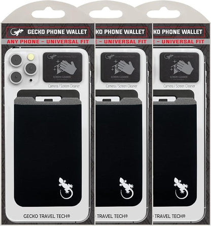 Phone Wallet - Adhesive Card Holder - Cell Phone Pouch - Stick on Lycra Pocket by Gecko - Carry Credit Cards and Cash
