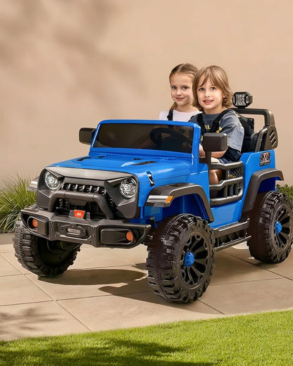 Outfunny 2 Seater Ride on Car Toy, 24V 4WD Electric Car for Kids 4-8 with Remote Control, 4x200W Motors, Capacity 150 lb - Blue