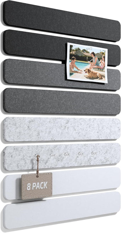 Fluxynara 13" x 2" Felt Wall Panels, Concrete Echo | 8-Pack Includes 50 Push Pins and Adhesive Tabs for Photos, Notes and Decor in Bedroom Doors, Home Office or Studios