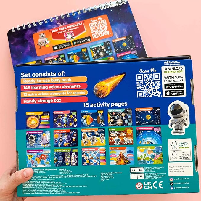 QUOKKA Montessori Busy Book for Ages 4-8 - Pre K Toddler Learning Activities for Homeschooling - My Preschool Busy Book for Toddlers 3-5 - 15 Kids Educational Solar System Activities