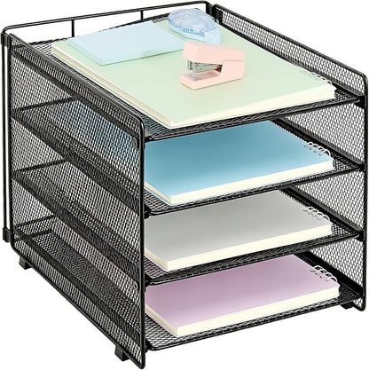 OPNICE 4-Tier Paper Organizer Letter Tray, Desk Organizers and Accessories, Office Desk Accessories, Desktop File Organizer for Office, Home or School, Black