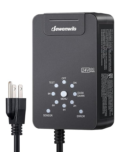 DEWENWILS 60W Low Voltage Landscape Transformer 120V AC to 24V DC, Outdoor Landscape Lighting Transformer Photocell Sensor & Timer, Weatherproof Low Voltage Transformer for Spotlights Pathway Lights