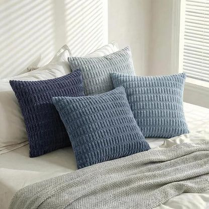 Fancy Homi 4 Packs Decorative Throw Pillow Covers for Living Room Couch Bed, Modern Farmhouse Boho Home Décor Accent Cushion Case, 26" x 26", Blue Series