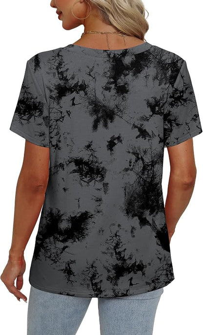 Alaroo Womens Summer Tops 2026 V Neck Short Sleeve Shirts Trendy Dressy Casual Vacation Outfits Printed
