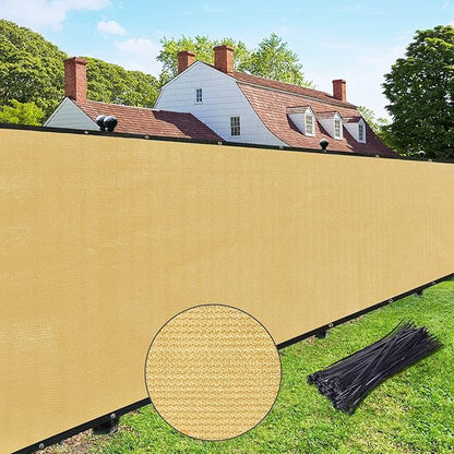 UPGRADE Privacy Fence Screen 6'x1' Sand Outdoor 90% Visibility Blockage 170 GSM Mesh Shade Cover Panels for Backyard,Balcony,Home Decoration with Zip Ties,Customized Avaliable