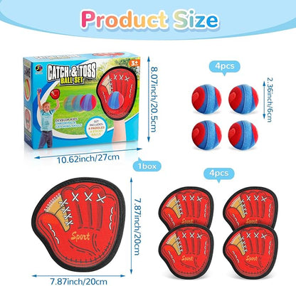 DISHIO Toss and Catch Ball Game Outdoor, Yard Games Beach Toys Pool Toddler Baseball Glove & Catch Ball Toys