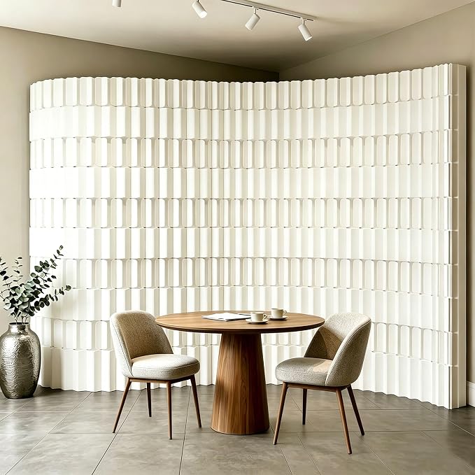Modern Folding Room Divider for Space Separation, 5.2ft Tall Honeycomb Accordion Privacy Screen, Kraft Paper Portable Freestanding Partition Wall, No Drilling (Style-C, L157.5 x H63.0 Inch)