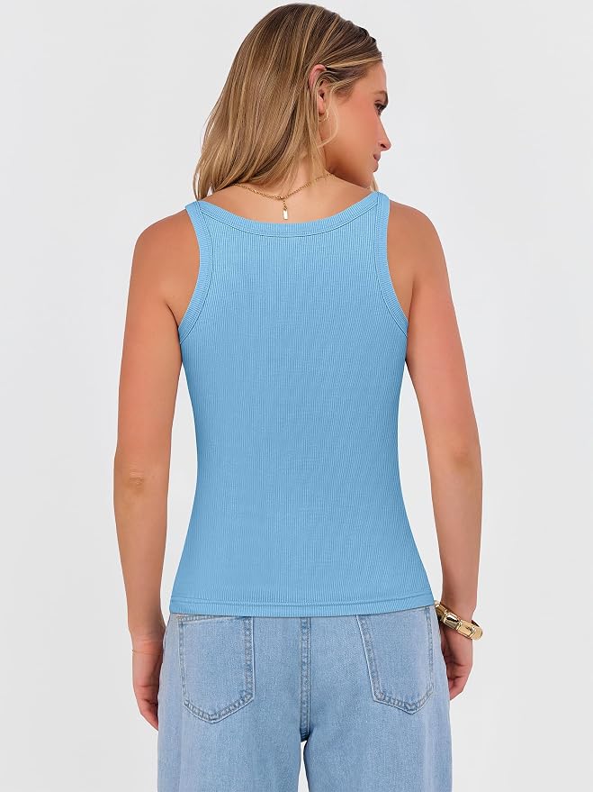 ANRABESS V Neck Tank Tops for Women Ribbed Knit Camisole 2026 Summer Casual Sleeveless Slim Fitted Basic Cami Shirts Clothes