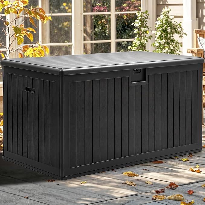 YITAHOME 260 Gallon Double-Wall Deck Box with Divider & Side Handles | Outdoor Large Storage for Patio Furniture Cushions, Garden Pool Accessories, Water Resistant & Lockable