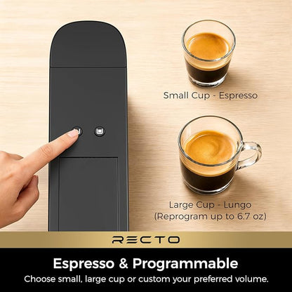 CHULUX RectoCafé Espresso Machine for Nespresso Original Pod, Metal & Black | Extra Mini Design, 20 Bar Professional Italian Pump, Food-Grade Materials, Quiet with Low-Vibration Brewing for Home & Office