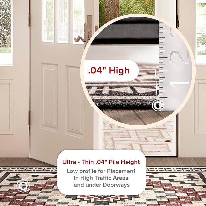 nuLOOM Leighton Machine Washable Southwestern Medallion Ultra Thin Area Rug, 9' x 12', Beige