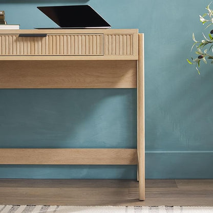 Walker Edison Office Writing and Computer Desk Spacious Desktop, Complementary in Living Spaces, 38 Inch, Reeded Lift-Top Coastal Oak