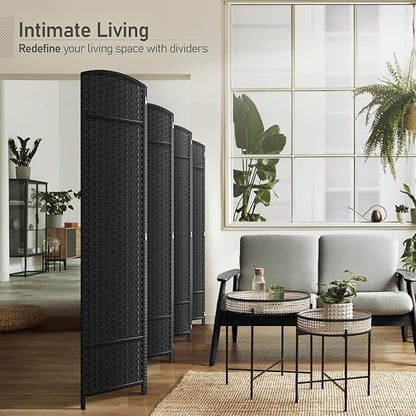Sorbus 8-Panel Black Room Divider with Double Hinged Panels, 6 ft Tall Folding Privacy Screen