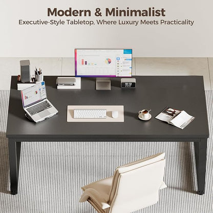 Mericonia 40 Inch Computer Desk, 1.2" Thick Small Office Table, Black | Modern Simple Style, Heavy Duty Industrial Frame, Small Study & Writing Table for Home Bedroom Work