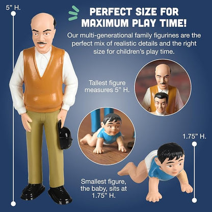 Creative Minds Marvel Education Hispanic Family Toy Figure Set for Kids Ages 3+, Set of 8 Inclusive and Diverse Dollhouse Toy Figurines, Multicolor