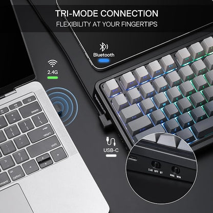 Redragon K686 PRO Wireless RGB Gasket Gaming Mechanical Keyboard, Easy Knob | Multi-Function Control Wheel, 0-Delay Tri-Mode, Cushioned 5-Layer Noise Dampening for Creamy Thocky Sound, Practical 98 Keys