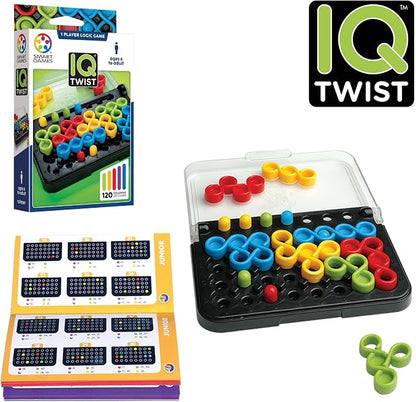 SmartGames IQ Twist, a Travel Game for Kids and Adults, a Cognitive Skill-Building Brain Game - Brain Teaser for Ages 6 & Up, 120 Challenges in Travel-Friendly Case