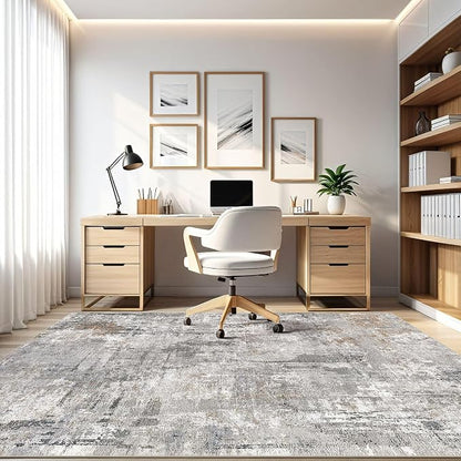 12x15 Area Rug Living Room: Washable Large Abstract Modern Soft Rugs Stain Resistant Indoor Floor Non Slip Accent Carpet for Bedroom Nursery Playroom Office Dining Room Dorm Home House- Gray Rust