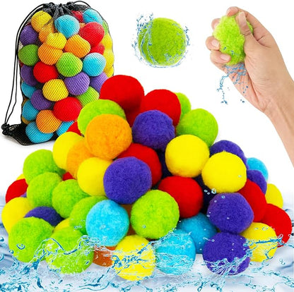 Xeehwb 200 Pcs Reusable Water Balls,Soft Soaker Splash Balls with Mesh Bag,Water Games Toys Ball for Outdoor Water Games Summer Fun,Pool Party,Beach Activities(6 Colors)