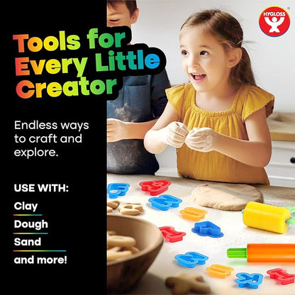 Hygloss 54 Pcs Dough Tools Set – Dough Cutters +Dough Extruders+Numbers & Alphabet Cutters Set – Educational Modeling Clay Tools – Preschool Toys & Toddler Activities – Arts & Crafts for Kids Ages 3-5
