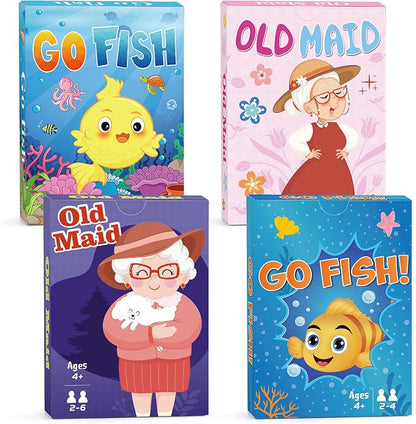 Kids Card Games,Go Fish,Old Maid Card Game,Go Fish Card Games for Kids Ages 4-8,Fun Classic Kid Toddlers Games for Family Game Night Party Travel Preschool Classroom,Stocking Stuffers Gifts,4 Decks