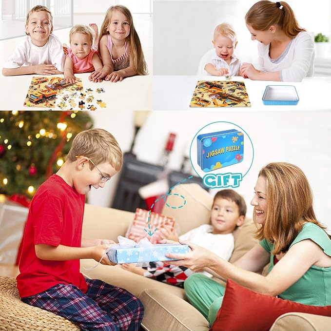 LELEMON 60 Pieces Jigsaw Puzzles for Kids Ages 4-8 Construction Site Puzzles for Kids Boys Girls Children Age 4, 5, 6, 7, 8-10 Years Old