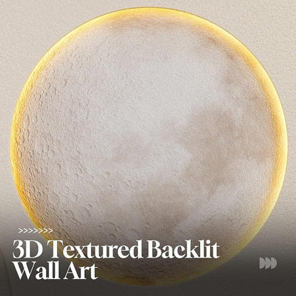 Cuspin Large Modern Minimalist White 3D LED Moon Wall Art 24x36 In | Warm lighted wall art, Cream tones wall decor, Lunar pictures, Soft textured wall art for living room bedroom dining room