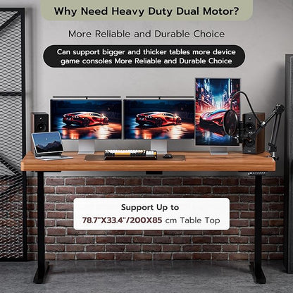 Heavy-Duty Dual Motor Standing Desk Frame Adjustable Height Sit Stand Desk Leg for Home and Office DIY (Black Frame Only)