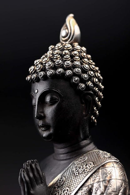 JORAE Seated Buddha Statue Buddhism Thai Meditating Home and Garden Decorative Sculpture Praying Collectibles Figurines, 9.5 in, Polyresin