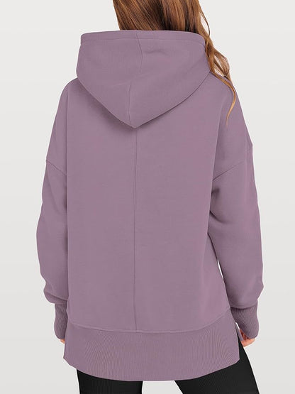 ANRABESS Womens Oversized Hoodies Long Sleeve Fleece Side Slit Hooded Sweatshirts Pullover 2026 Fall Outfits Y2K Clothes