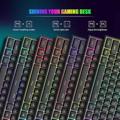 MageGee Mini 60% Gaming Keyboard, RGB Backlit 61 Key Ultra-Compact Keyboard, TS91 Ergonomic Waterproof Mechanical Feeling Office Computer Keyboards for PC, MAC, PS4, Xbox ONE Gamer(Black)