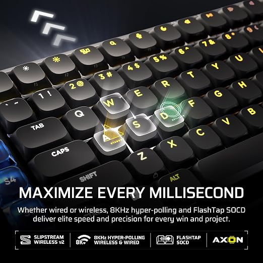 Corsair Vanguard AIR 99 Wireless Low-Profile Optical-Mechanical RGB Gaming Keyboard – QWERTY US, 99% Layout, OPX Switches, 8000Hz Hyper-Polling, Stream Deck Integration, Flashtap SOCD – Black