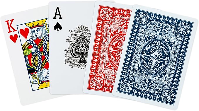 FURWEY Playing Cards 32 Pack,Standard Index,Red and Blue Backs,Large Digital Printing is Easy to Read,Blackjack，Euchre, Canasta Card Game, Poker Cards（Red/Blue）
