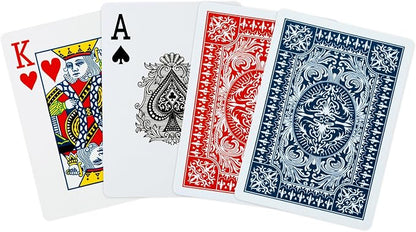 FURWEY Playing Cards 32 Pack,Standard Index,Red and Blue Backs,Large Digital Printing is Easy to Read,Blackjack，Euchre, Canasta Card Game, Poker Cards（Red/Blue）