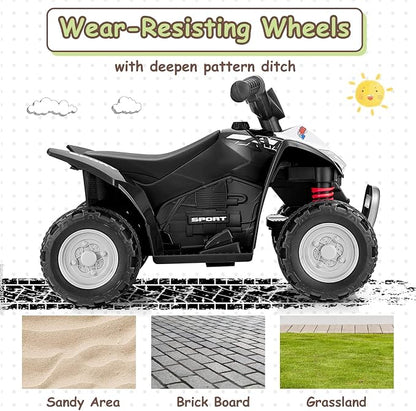 OLAKIDS Kids Ride On ATV, 6V Electric Vehicle for Toddlers, 4 Wheeler Battery Powered Motorized Quad Toy Car for Boys Girls with LED Lights, Horn (Black)