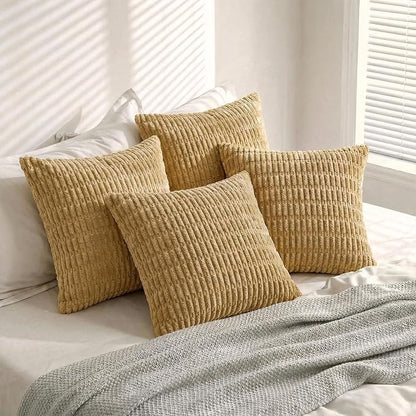 Fancy Homi 4 Packs Decorative Throw Pillow Covers for Living Room Couch Bed, Modern Farmhouse Boho Home Décor Accent Cushion Case, 14" x 14", Mustard Yellow