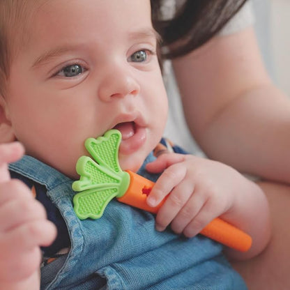 Nuby Silicone Carrot Tube Teether and Messaging Infant Teether - (2-Pack) Baby Teething Toy - 3+ Months