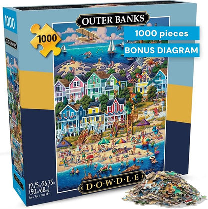 Buffalo Games - Dowdle's Outer Banks 1000 Piece Jigsaw Puzzle, Made in USA, Recycled Premium Board, Reference Diagram