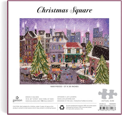 Galison Christmas Square 1000 Piece Puzzle in Square Box from Galison - Holiday Puzzle for Adults with Beautiful Artwork from Joy Laforme, Thick and Sturdy Pieces, Perfect