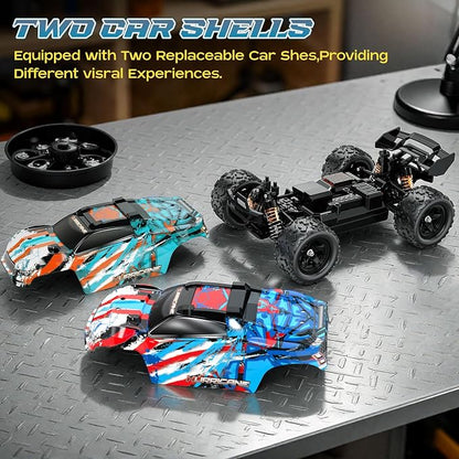 YESHIN 1:18 RC Cars 40km/h Speed 4X4 Off Road Remote Control Car, Waterproof Electric Powered All Terrain Toys Vehicles with 2 Rechargeable Batteries 2 Shells, Xmas Gifts for Kid and Adults