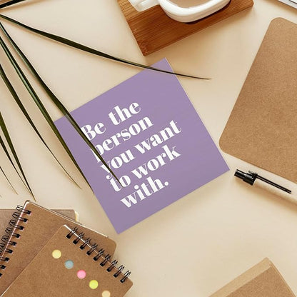Be The Person You Want to Work With Inspirational Black Wood Box Sign Desk Decor, Teamwork Motivationa Purple Wooden Block Sign Decorations for Home Office Workplace Wall Tabletop Shelf Decor