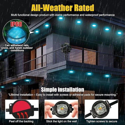 200 FT 2-in-1 Eaves & Ground Stakes LED String Lights, Outdoor RGB Light with App & Remote Control for House, Garden, and Landscape, Waterproof Smart Color-Changing Lighting for Holiday Everyday Decor