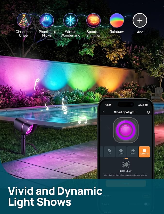 Linkind Smart Low Voltage Landscape Lights 12–24V, Dual Ring, RGBW, 4 Pack | SL6LV, Required Transformer & Wire, Metal Housing, 8W, 800LM, IP65 Waterproof, Outdoor Spot Lights for Yard, Garden, Tree