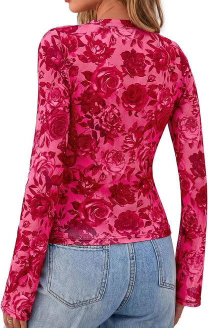 BTFBM Button Down Shirts for Women 2026 Fall Boho Tops V Neck Long Sleeve Blouses Ruched Mesh Fitted Fashion Clothing