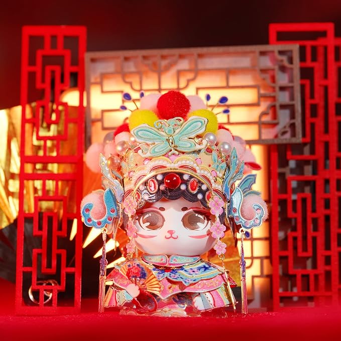 MU 3D Metal Puzzles The Chinese Opera Diva Kitty Cat Figures Model Assembling, Metal Models Kits Miniature Building for Adult, Hobby Birthday New Year Gifts Collectibles Home Decor