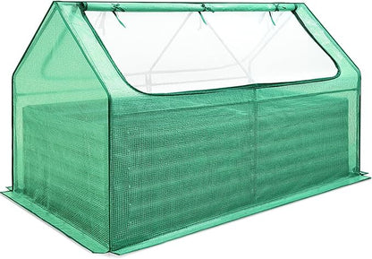 Quictent Raised Garden Bed Galvanized Raised Beds for Gardening Vegetables with Cover 6x3x2 ft Tall Metal Planter Box Outdoor Use (Green)