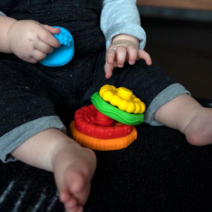 Baby Einstein Stack & Teethe Multi-Textured Easy-to-Grasp 5-Piece Teether Toy Set, Ages 3 Months +