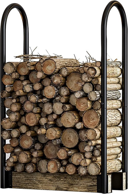 Fire Beauty Firewood Log Rack Adjustable Bracket Kit, Fireplace Wood Storage Holder,Black Powder,Coated Steel, Outdoor and Indoor(Adjustable)