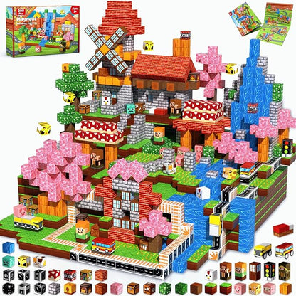 300 PCS Magnetic Blocks - Magnetic Building Block, Stacking Magnet Building Cubes for Kids, Magnetic Construction Toy for Boy Girl, STEM Montessori Sensory Toy Ages 3-12 Years Old Birthday Gift